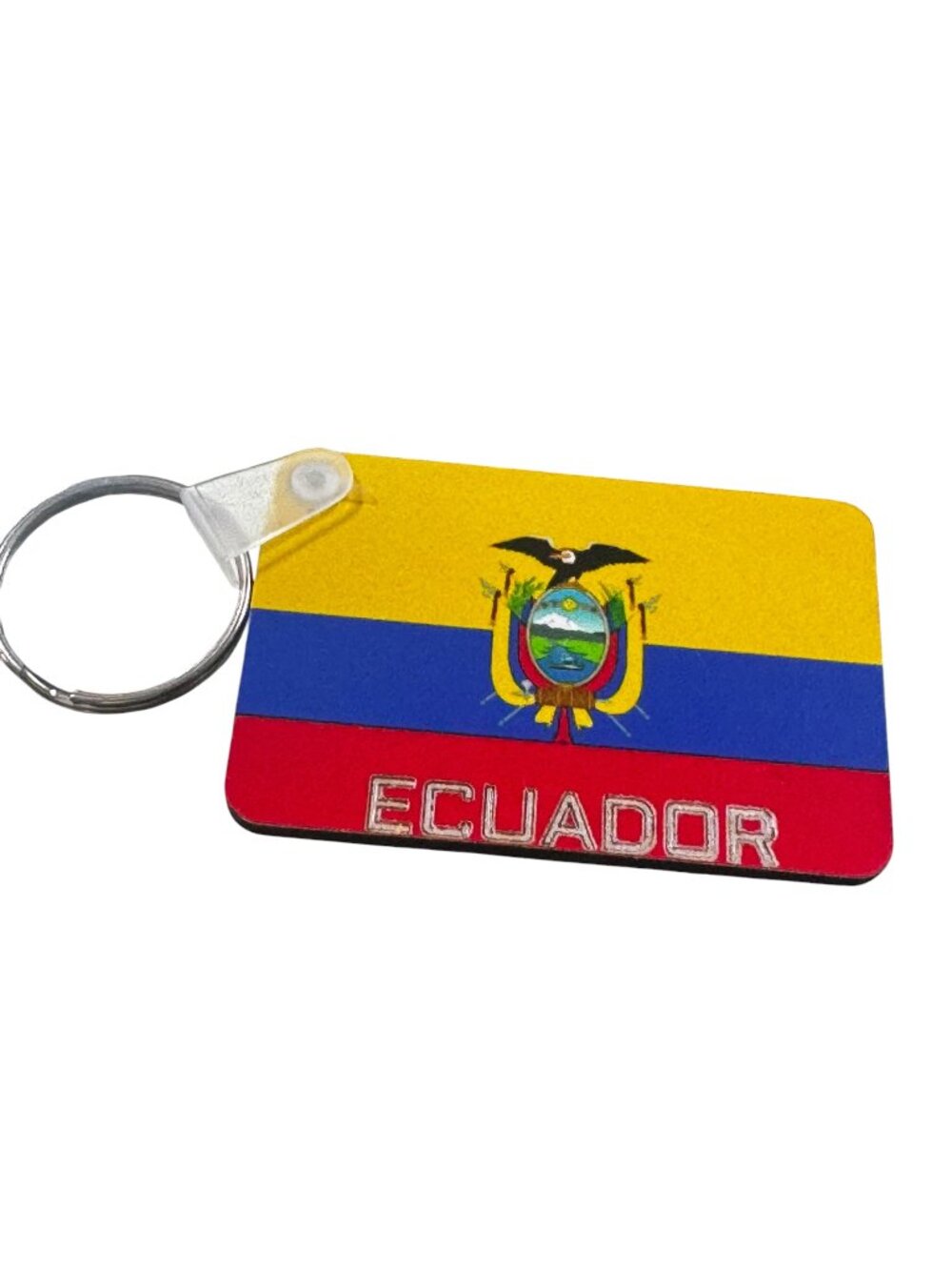 Ecuador Flag Keychain with  Ring, Rectangular Design